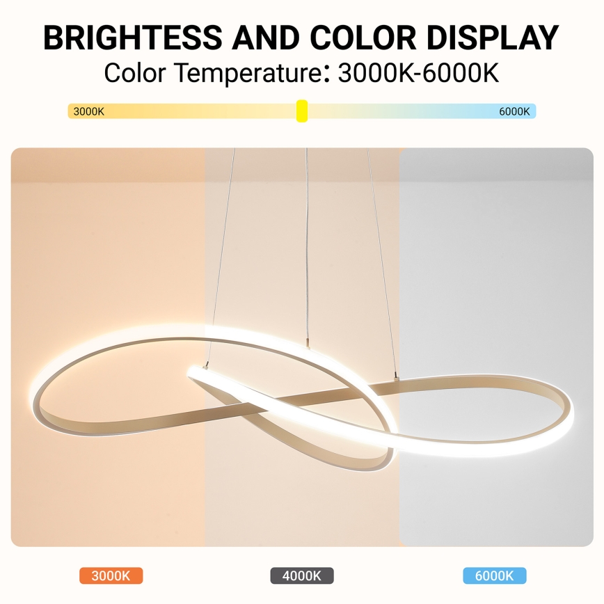 Brilagi - Lustre LED dimmable sur câble INFINITY LED/80W/230V 3000-6000K 80x80 cm beige + télécommande