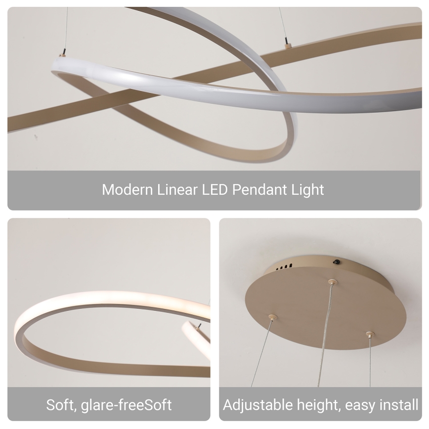 Brilagi - Lustre LED dimmable sur câble INFINITY LED/80W/230V 3000-6000K 80x80 cm beige + télécommande