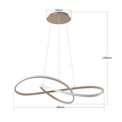 Brilagi - Lustre LED dimmable sur câble INFINITY LED/80W/230V 3000-6000K 80x80 cm beige + télécommande