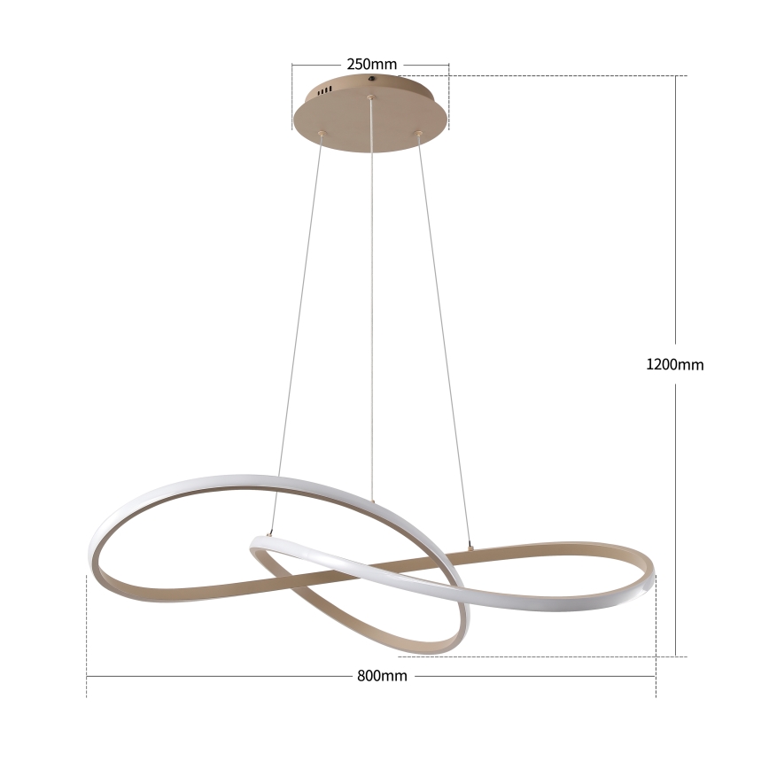 Brilagi - Lustre LED dimmable sur câble INFINITY LED/80W/230V 3000-6000K 80x80 cm beige + télécommande