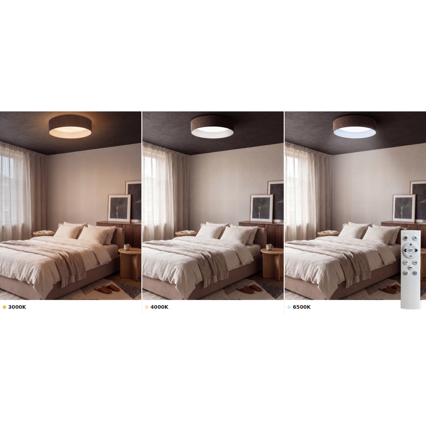 Brilagi - Plafonnier LED dimmable VELVET SMART VARI LED/24W/230V 3000-6500K Ø 45 cm marron + télécommande