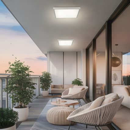 Brilagi - Dimmbare LED-Badezimmer-Deckenleuchte FRAME SMART LED/50W/230V 60x60 cm 3000-6000K IP44 Silber + Fernbedienung