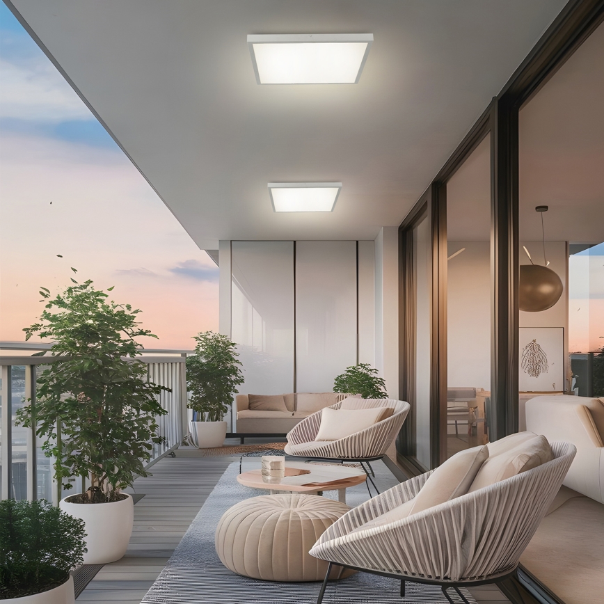 Brilagi - Dimmbare LED-Badezimmer-Deckenleuchte FRAME SMART LED/50W/230V 60x60 cm 3000-6000K IP44 Silber + Fernbedienung