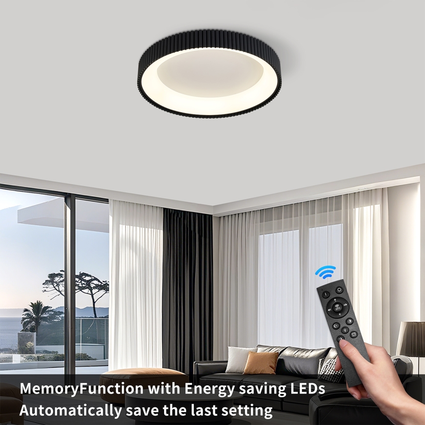Brilagi - LED-dimmbare Deckenleuchte FALCON MODERN LED/30W/230V 3000-6500K Ø 40 cm schwarz + Fernbedienung