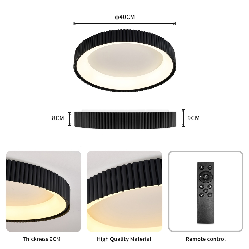 Brilagi - LED-dimmbare Deckenleuchte FALCON MODERN LED/30W/230V 3000-6500K Ø 40 cm schwarz + Fernbedienung