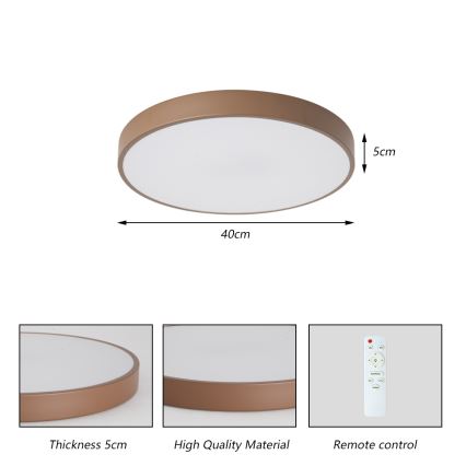 Brilagi - LED dimmbare Deckenleuchte POOL LED/48W/230V 3000-6000K Ø 40 cm braun + Fernbedienung