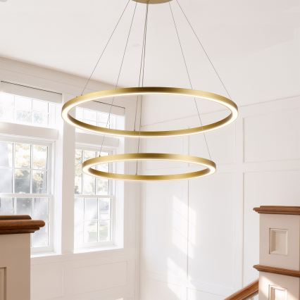 Brilagi - dimmbare LED-Pendelleuchte an Kabel PORTOFINO LED/98W/230V 3000-6000K Ø 80 cm gold + Fernbedienung