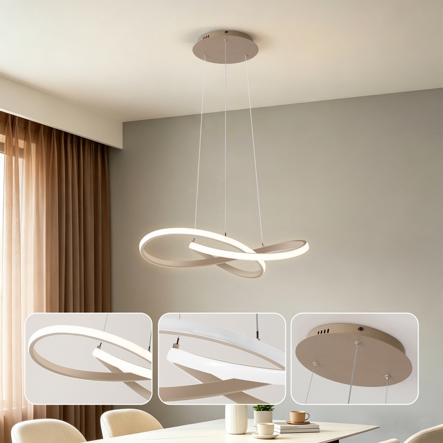 Brilagi - INFINITY dimmbare LED-Pendelleuchte an Kabel LED/55W/230V 3000-6000K 50x50 cm beige + Fernbedienung