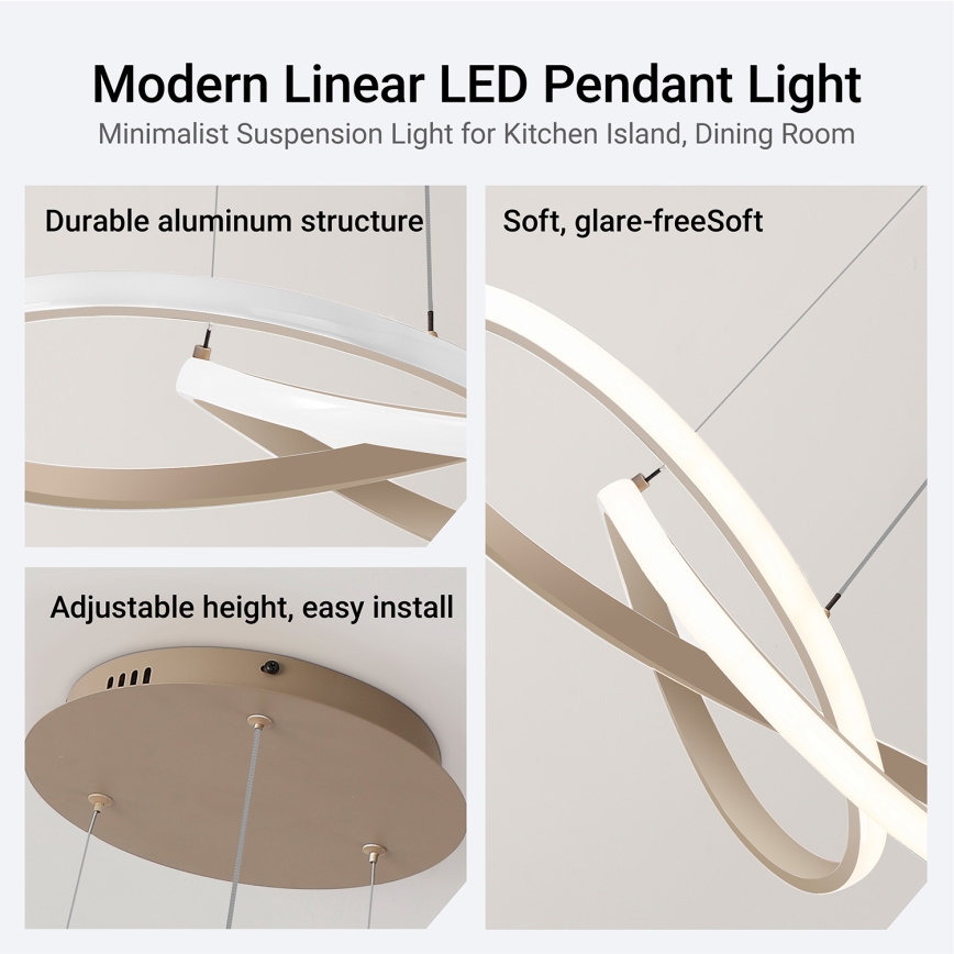 Brilagi - INFINITY dimmbare LED-Pendelleuchte an Kabel LED/55W/230V 3000-6000K 50x50 cm beige + Fernbedienung