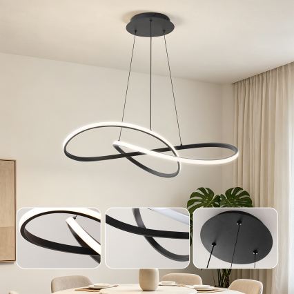 Brilagi - LED-dimmbare Pendelleuchte mit Kabelaufhängung INFINITY LED/80W/230V 3000-6000K 80x80 cm schwarz + Fernbedienung