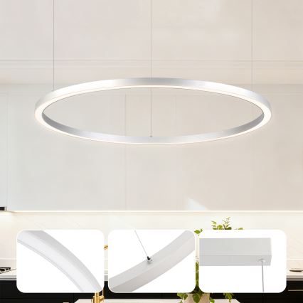 Brilagi - LED-dimmbare Pendelleuchte an Kabel PORTOFINO LED/60W/230V 3000–6000K Ø 80 cm silber + Fernbedienung
