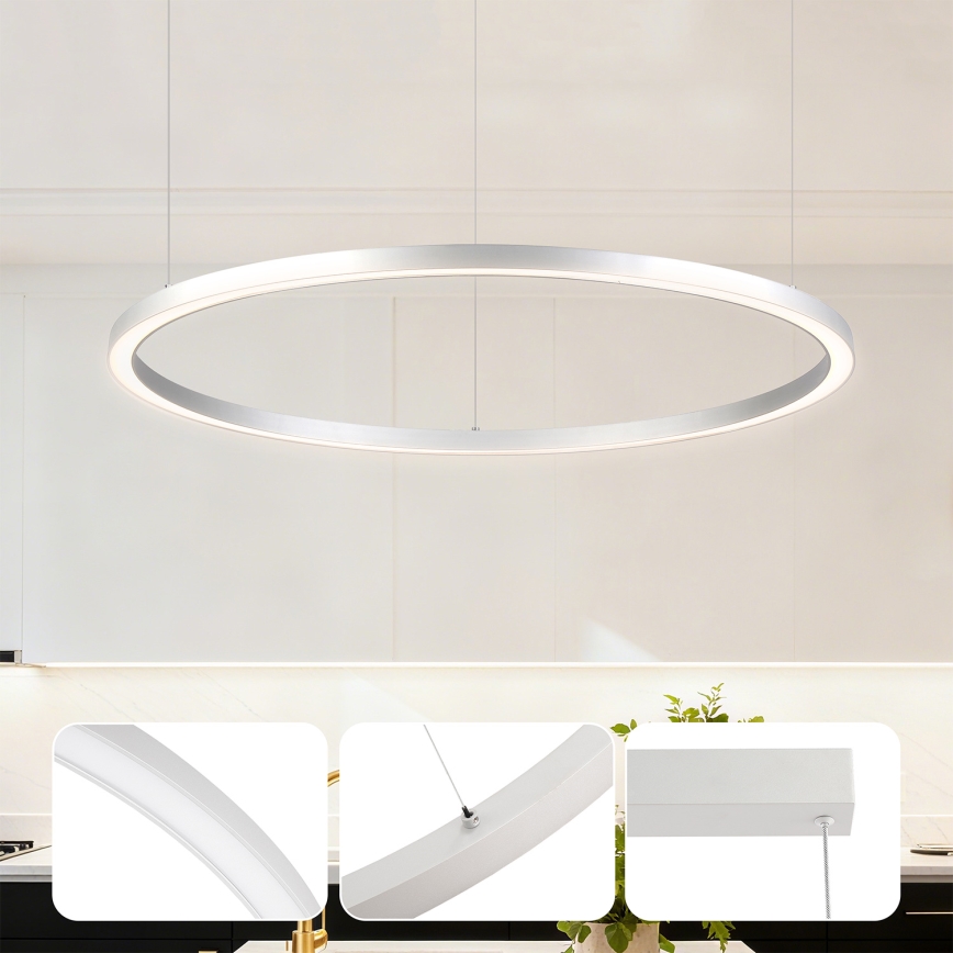 Brilagi - LED-dimmbare Pendelleuchte an Kabel PORTOFINO LED/60W/230V 3000–6000K Ø 80 cm silber + Fernbedienung