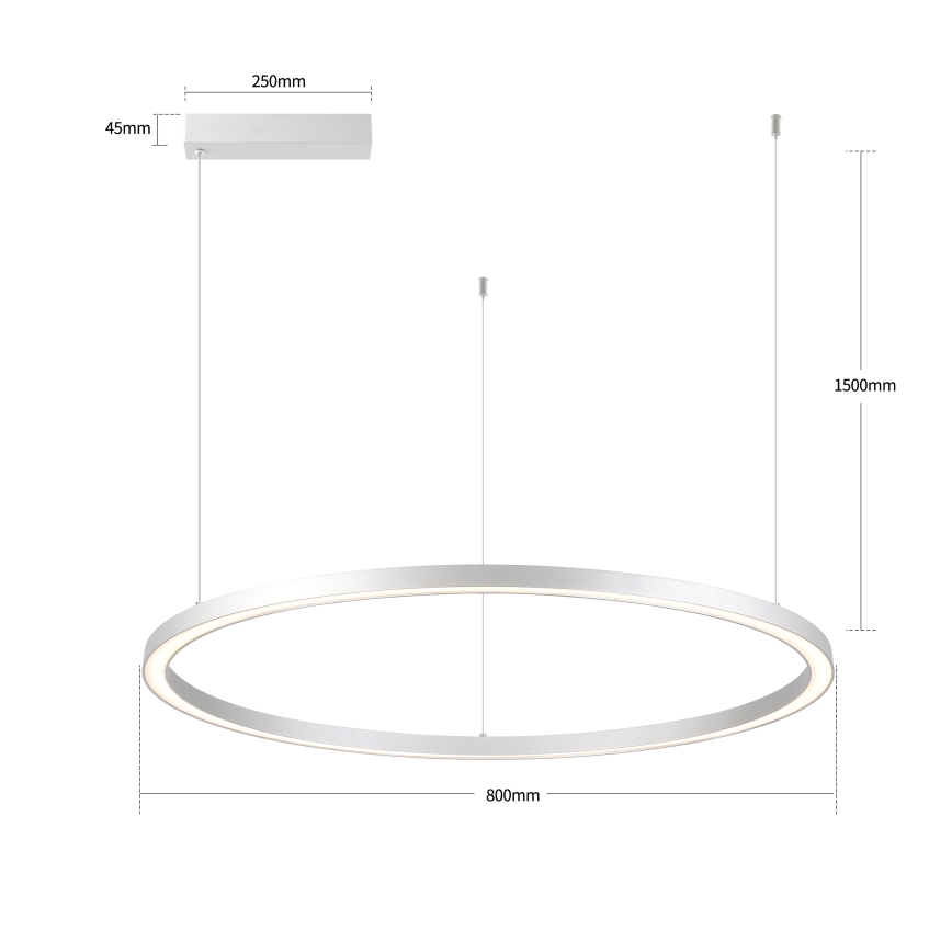 Brilagi - LED-dimmbare Pendelleuchte an Kabel PORTOFINO LED/60W/230V 3000–6000K Ø 80 cm silber + Fernbedienung
