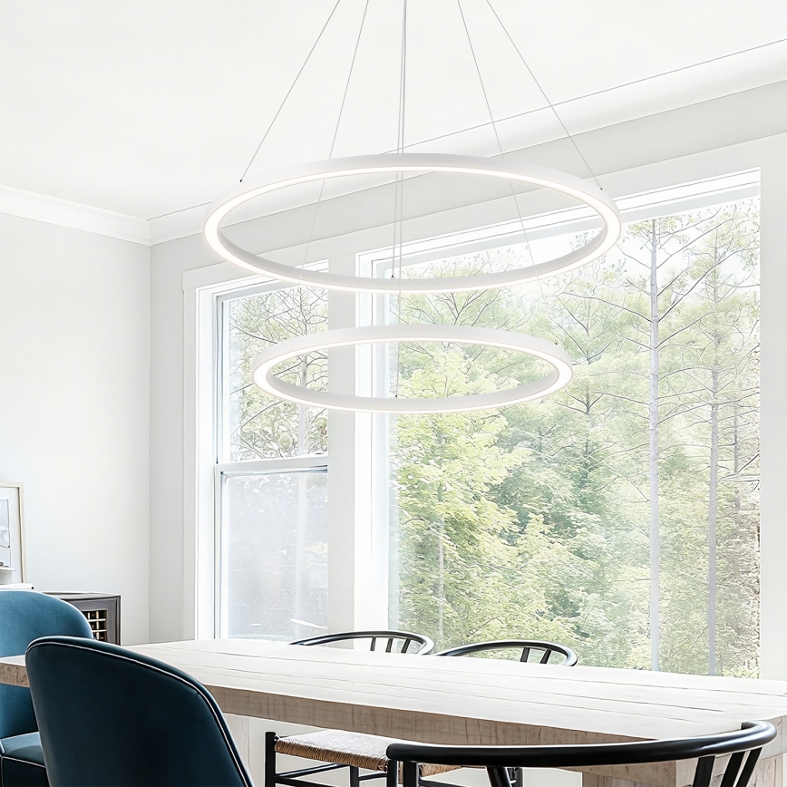 Brilagi - dimmbare LED-Pendelleuchte an Kabel PORTOFINO LED/98W/230V 3000-6000K Ø 80 cm weiß + Fernbedienung
