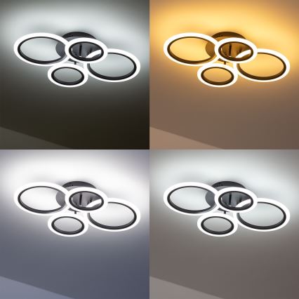 Brilagi - LED-dimmbare aufgesetzte Deckenleuchte ORBITS LED/50W/230V 3000-6500K schwarz + Fernbedienung
