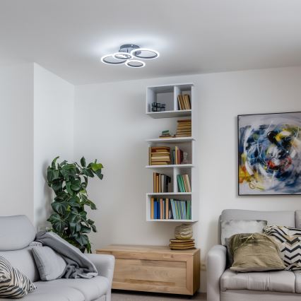 Brilagi - LED-dimmbare aufgesetzte Deckenleuchte ORBITS LED/50W/230V 3000-6500K schwarz + Fernbedienung