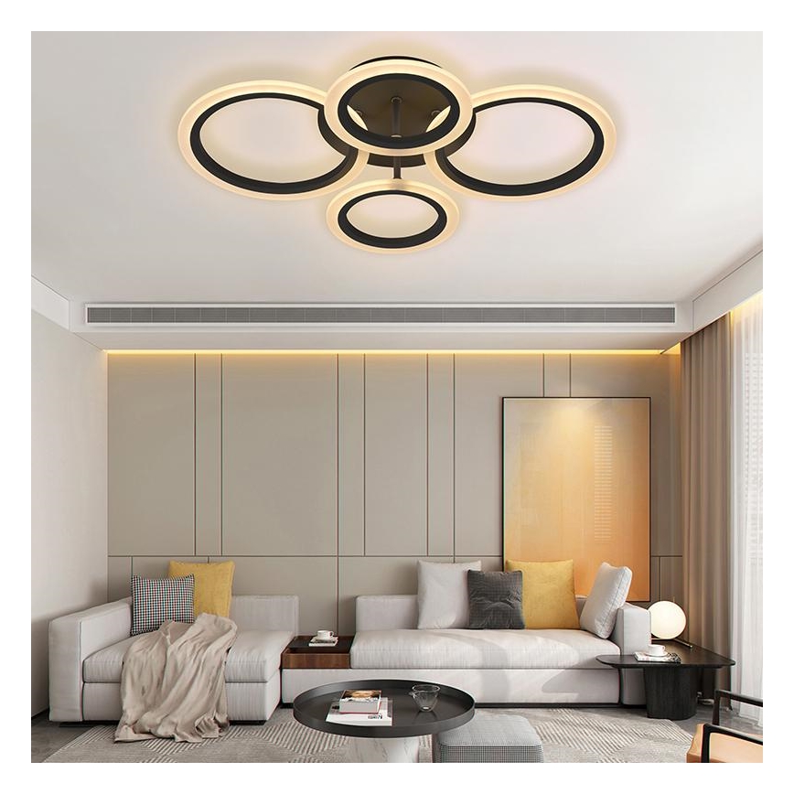 Brilagi - LED-dimmbare aufgesetzte Deckenleuchte ORBITS LED/50W/230V 3000-6500K schwarz + Fernbedienung
