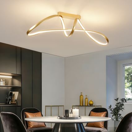 Brilagi - LED-dimmbare Deckenleuchte TWISTER LED/60W/230V 3000-6000K goldfarben + Fernbedienung