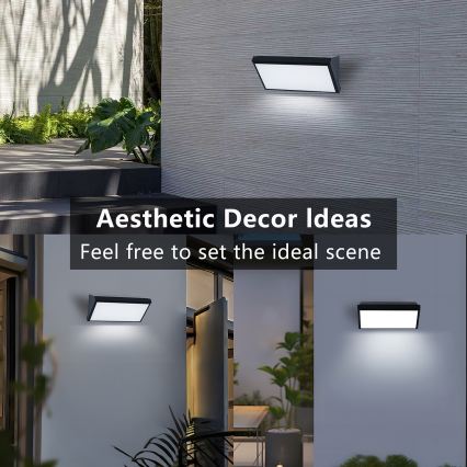 Brilagi - LED dimmbare Außenwandleuchte TRIANGLE 1xE27/6W/230V 2700-6500K IP65 schwarz