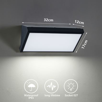 Brilagi - LED dimmbare Außenwandleuchte TRIANGLE 1xE27/6W/230V 2700-6500K IP65 schwarz