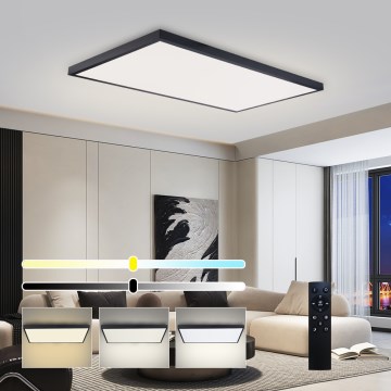Brilagi - LED-dimmbare Badezimmer-Deckenleuchte FRAME SMART LED/96W/230V 120x60 cm 3000-6000K IP44 schwarz + Fernbedienung