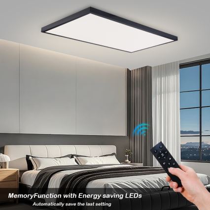 Brilagi - LED-dimmbare Badezimmer-Deckenleuchte FRAME SMART LED/96W/230V 120x60 cm 3000-6000K IP44 schwarz + Fernbedienung