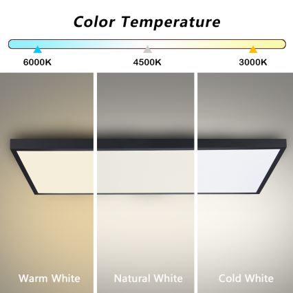 Brilagi - LED-dimmbare Badezimmer-Deckenleuchte FRAME SMART LED/96W/230V 120x60 cm 3000-6000K IP44 schwarz + Fernbedienung