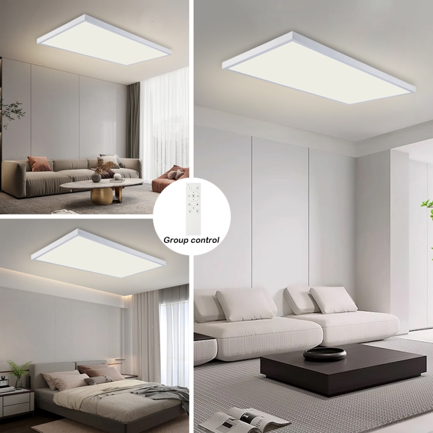 Brilagi - Dimmbare LED-Badezimmer-Deckenleuchte FRAME SMART LED/96W/230V 120x60 cm 3000-6000K IP44 weiß + Fernbedienung