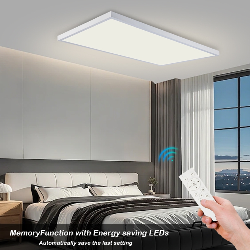 Brilagi - Dimmbare LED-Badezimmer-Deckenleuchte FRAME SMART LED/96W/230V 120x60 cm 3000-6000K IP44 weiß + Fernbedienung