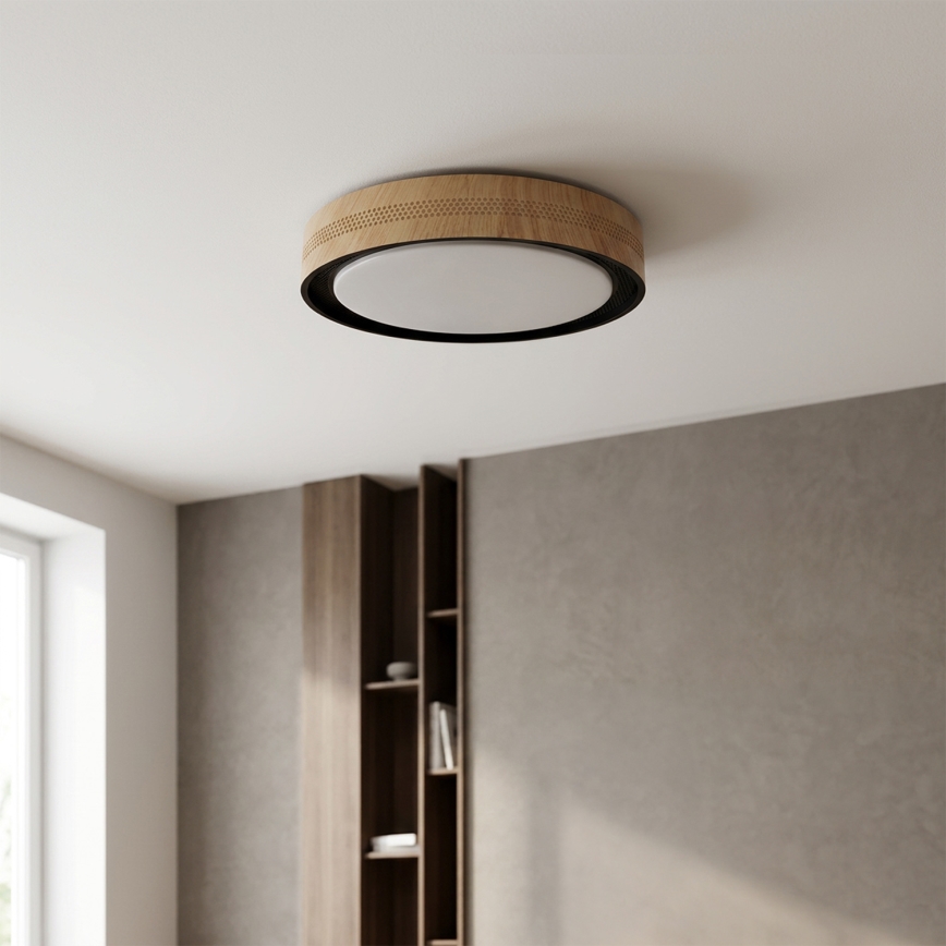 Brilagi - dimmbare LED-Deckenleuchte COCI LED/48W/230V 3000-6500K Ø 39 cm Holzdekor/Schwarz + Fernbedienung