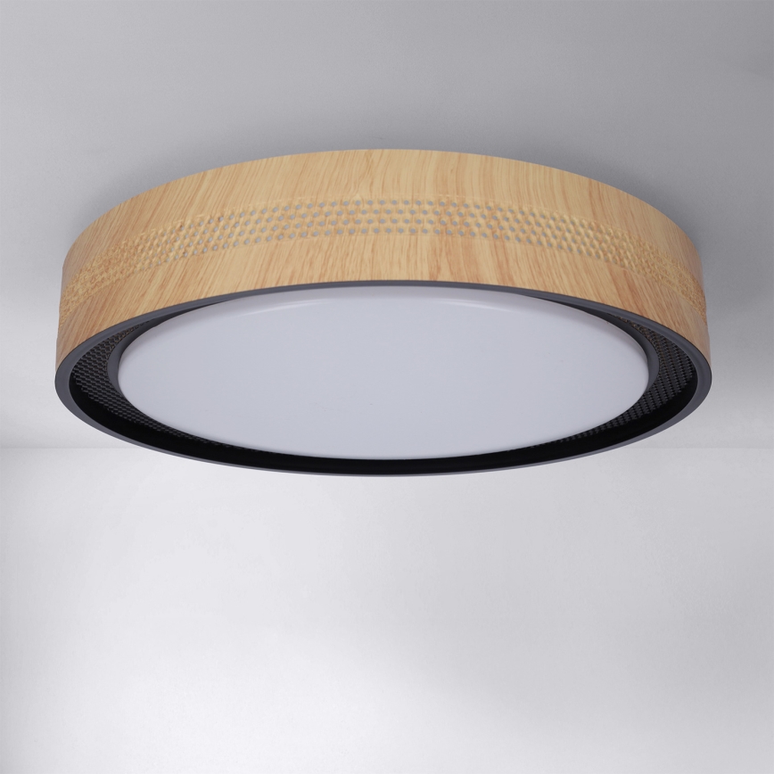 Brilagi - dimmbare LED-Deckenleuchte COCI LED/48W/230V 3000-6500K Ø 39 cm Holzdekor/Schwarz + Fernbedienung