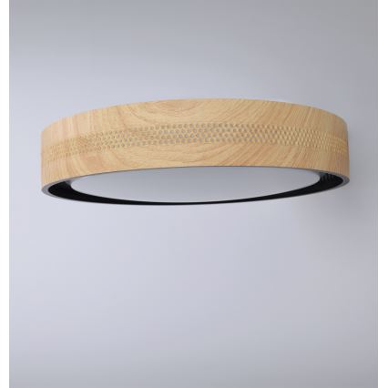 Brilagi - dimmbare LED-Deckenleuchte COCI LED/48W/230V 3000-6500K Ø 39 cm Holzdekor/Schwarz + Fernbedienung