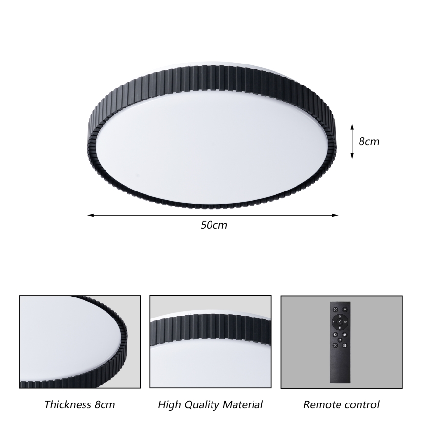 Brilagi - LED-dimmbare Deckenleuchte CORVO LED/72W/230V 3000-6000K schwarz Ø 50 cm + Fernbedienung