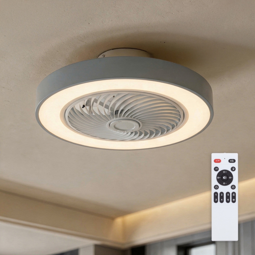 Brilagi - LED-dimmbare Deckenleuchte mit Ventilator LED/38W/230V 3000-6500K Ø 50 cm grau + Fernbedienung
