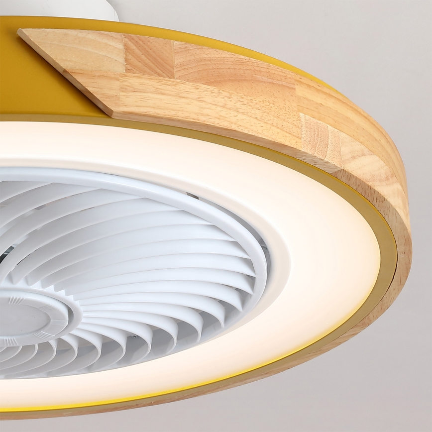 Brilagi - LED-dimmbare Deckenleuchte mit Ventilator LED/38W/230V 3000-6500K 3000-6500K Ø 50 cm Gold/Eiche + Fernbedienung