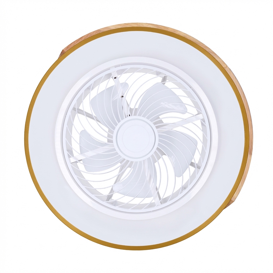 Brilagi - LED-dimmbare Deckenleuchte mit Ventilator LED/38W/230V 3000-6500K 3000-6500K Ø 50 cm Gold/Eiche + Fernbedienung