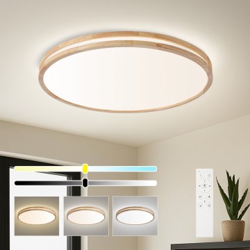 Brilagi - LED-dimmbare Deckenleuchte MOLINA LED/100W/230V 3000-6000K Eiche Ø 80 cm + Fernbedienung