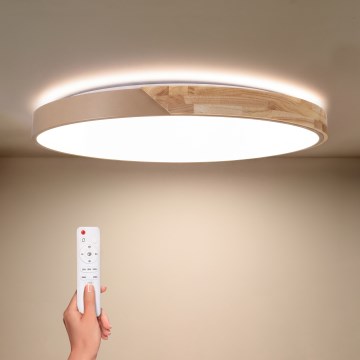 BRILAGI - LED-dimmbare Deckenleuchte PILANA LED/72W/230V 3000-6500K Eiche/Beige Ø 80 cm + Fernbedienung