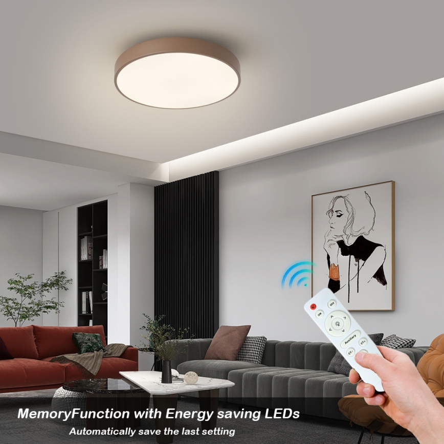 Brilagi - Dimmbare LED-Deckenleuchte POOL LED/36W/230V 3000-6000K Ø 30 cm Braun + Fernbedienung