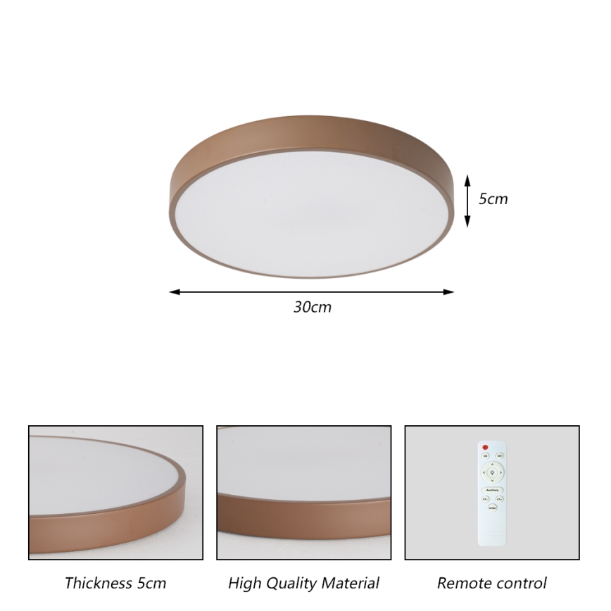 Brilagi - Dimmbare LED-Deckenleuchte POOL LED/36W/230V 3000-6000K Ø 30 cm Braun + Fernbedienung