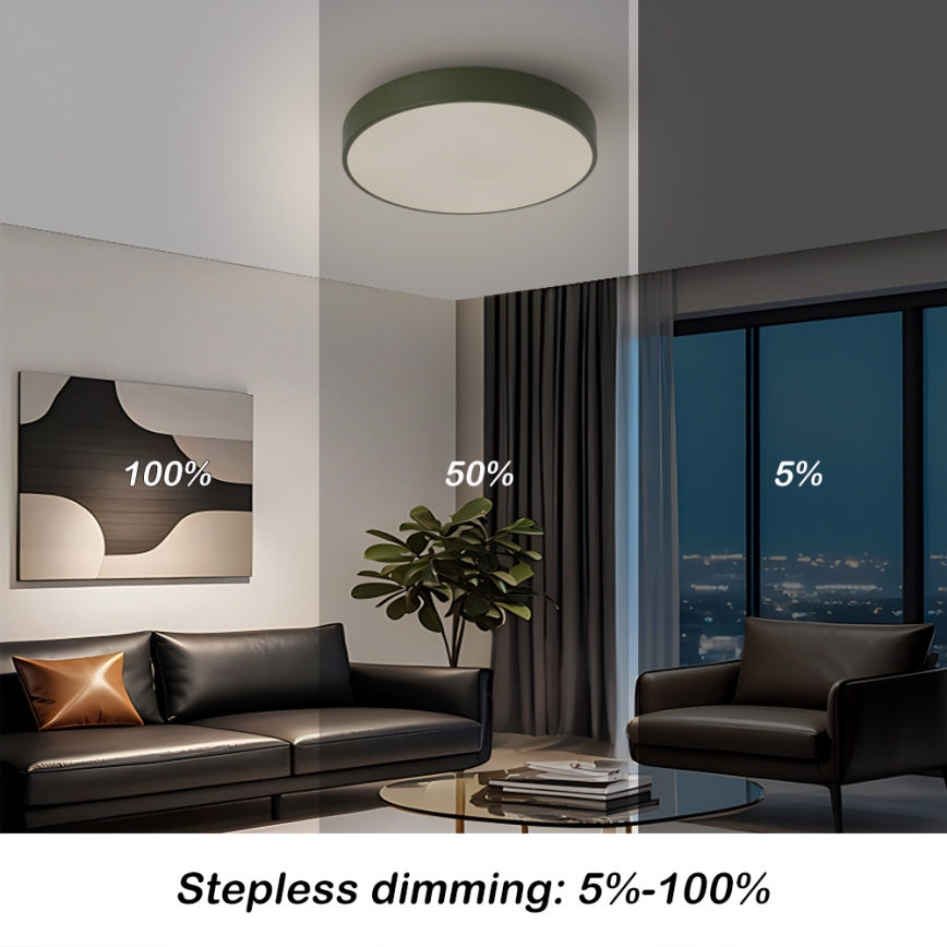 Brilagi - Dimmbare LED-Deckenleuchte POOL LED/36W/230V 3000-6000K Ø 30 cm grün + Fernbedienung