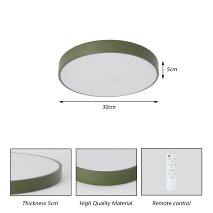 Brilagi - Dimmbare LED-Deckenleuchte POOL LED/36W/230V 3000-6000K Ø 30 cm grün + Fernbedienung