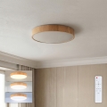Brilagi - LED-dimmbare Deckenleuchte POOL LED/36W/230V 3000-6000K Ø 30 cm Holzdekor + Fernbedienung