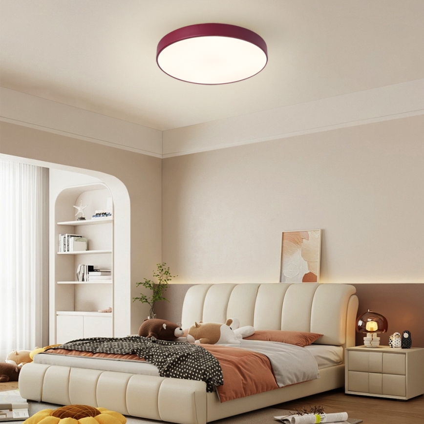 Brilagi - dimmbare LED-Deckenleuchte POOL LED/48W/230V 3000-6000K Ø 40 cm burgunderrot + Fernbedienung