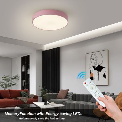Brilagi - LED dimmbare Deckenleuchte POOL LED/48W/230V 3000-6000K Durchmesser 40 cm rosa + Fernbedienung