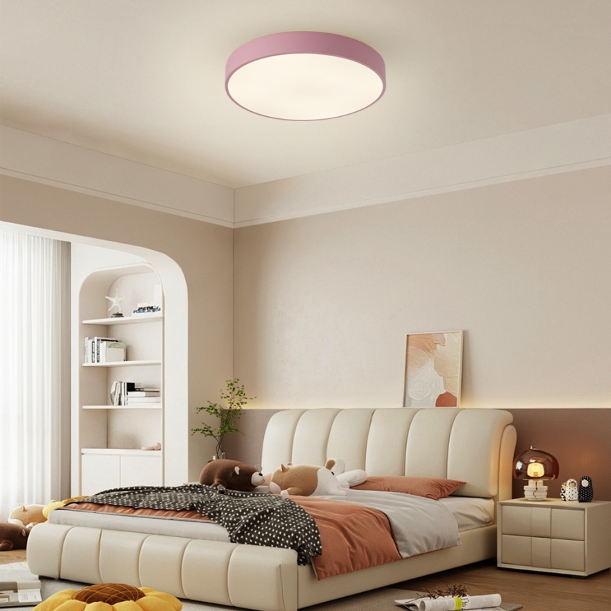 Brilagi - LED dimmbare Deckenleuchte POOL LED/48W/230V 3000-6000K Durchmesser 40 cm rosa + Fernbedienung