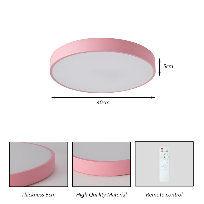 Brilagi - LED dimmbare Deckenleuchte POOL LED/48W/230V 3000-6000K Durchmesser 40 cm rosa + Fernbedienung