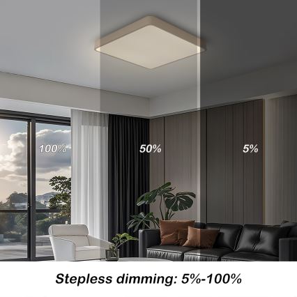 Brilagi - LED dimmbare Deckenleuchte POOL LED/48W/230V 3000-6000K 50x50 cm beige + Fernbedienung