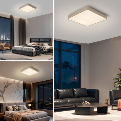 Brilagi - LED dimmbare Deckenleuchte POOL LED/48W/230V 3000-6000K 50x50 cm beige + Fernbedienung