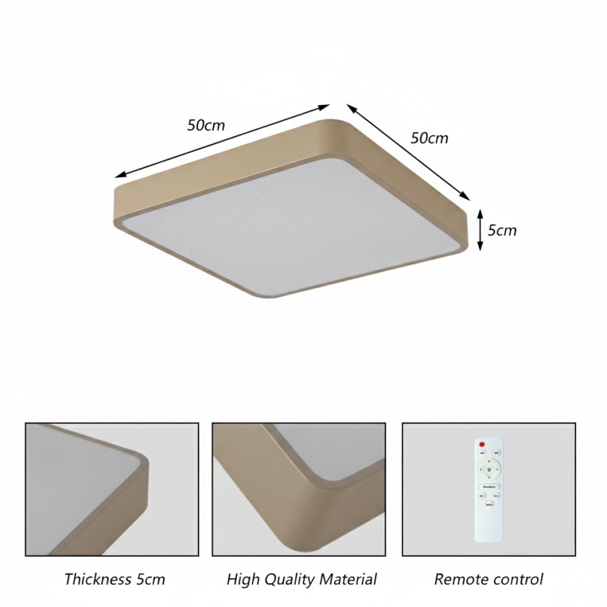 Brilagi - LED dimmbare Deckenleuchte POOL LED/48W/230V 3000-6000K 50x50 cm beige + Fernbedienung